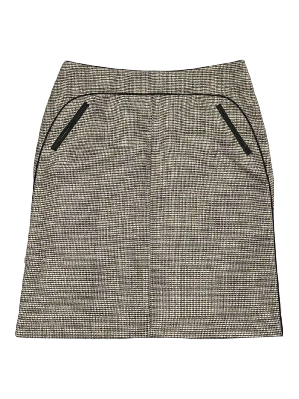 Mario Serrani tweed skirt black white gold silver pockets high waist NWT size 10